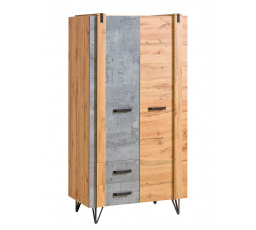 Šatníková skriňa LOFTER - LO1, Dub Wotan + Betón Millenium
