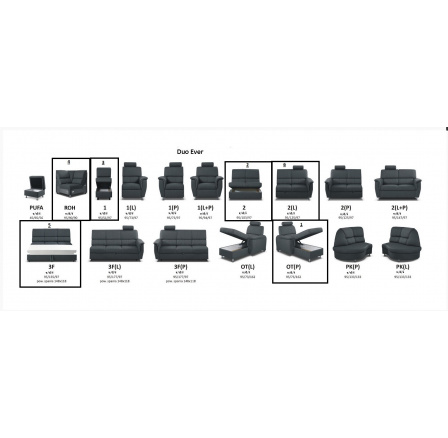 DUO EVER - rohová sedacia súprava OT - 2 - 1 - R - 3F - 2