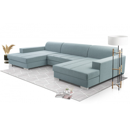 Rohová sedacia súprava v tvare U Miriam zelenkavá