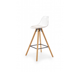 Barová stolička H91, priehľadná/biela/bukové drevo
