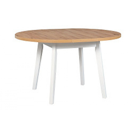 OSTENA 3L (OSLO 3L) jedálenský stôl okrúhly rozkladací - laminovaný dub Artisan / biela drevená noha - kolekcia "DRE" (K150-Z)