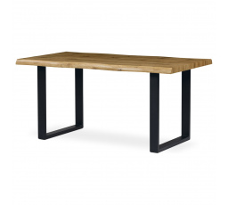 Jedálenský stôl, 160x90x77 cm, MDF doska, 3D dekor divoký dub, kov, čierny lak
