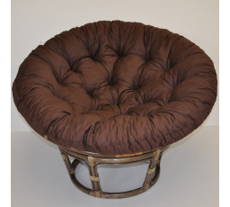 Ratanový papasan 110 cm hnedý vankúš hnedý keper