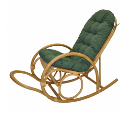 Ratanové hojdacie kreslo Jenaira medový poťah tmavo zelený melír