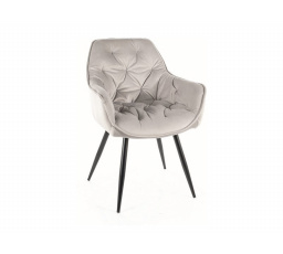ČEREŠŇOVÉ ZAMATOVÉ KRESLO ČIERNY RÁM/J. BLUVEL GREY 03