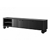 TV komoda VESPER 3D, Čierna/Čierne úchyty/okrúhle nohy