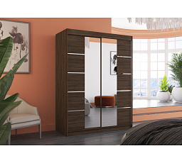 Posuvná skriňa so zrkadlom NORDIC 150 Choco+Choco