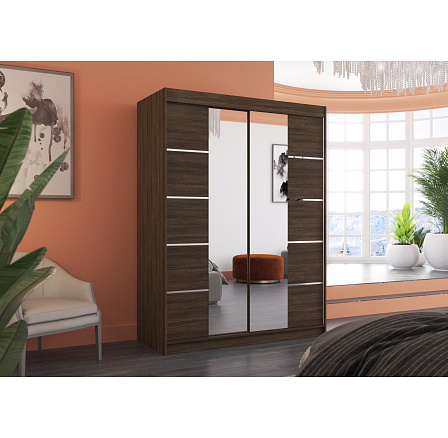 Posuvná skriňa so zrkadlom NORDIC 150 Choco+Choco Posuvná skriňa so zrkadlom NORDIC 150 Choco+Choco