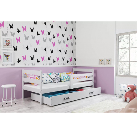 Detská posteľ ERYK 80x190 cm so zásuvkou, bez matraca, Biela/Biela Detská posteľ ERYK 80x190 cm so zásuvkou, bez matraca, Biela/Biela