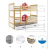 Detská poschodová posteľ RICO so zásuvkou 90x200 cm, bez matraca, Prírodná/Biela