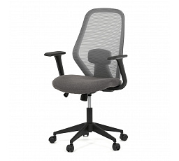 Stolička kancelárska, látka sivá, hojdací mechanizmus, kolieska pre tvrdé povrchy