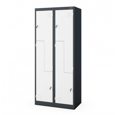 Šatní skriňa typu L JULIA, 800 x 1850 x 450 mm, antracitovo-biela
