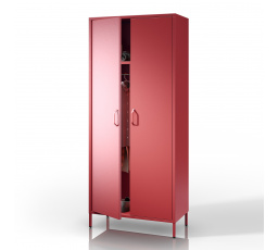 Kovová šatní skriňa červená FLAVIO