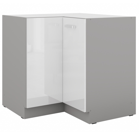 Dolní rohová skřínka BIANCA - 90 x 90 ND 2F BB, Šedá / Bílý lesk Dolní rohová skřínka BIANCA - 90 x 90 ND 2F BB, Šedá / Bílý lesk