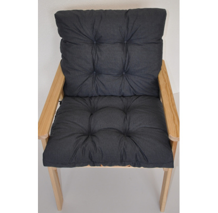 Poduška na záhradné kreslo s nízkym operadlom - látka tmavosivý melír