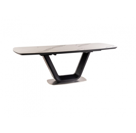 Jedálenský stôl ARMANI CERAMIC, efekt bieleho mramoru/čierny mat - 160(220)x90