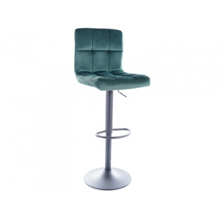 Barová stolička C-105 Velvet, čierna matná/zelená Bluvel 78