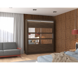 Posuvná skriňa so zrkadlom a LED osvetlením TOLEDO 180 Choco+Choco