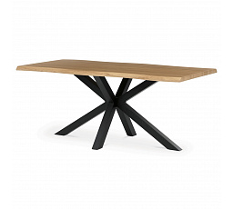 Stôl jedálenský, 180x90x75 cm, MDF doska, dekor divoký dub, kovová noha v tvare hviezdy, čierny lak