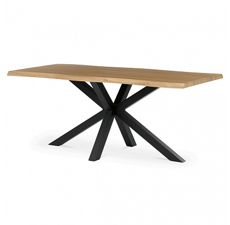 Stôl jedálenský, 180x90x75 cm, MDF doska, dekor divoký dub, kovová noha v tvare hviezdy, čierny lak