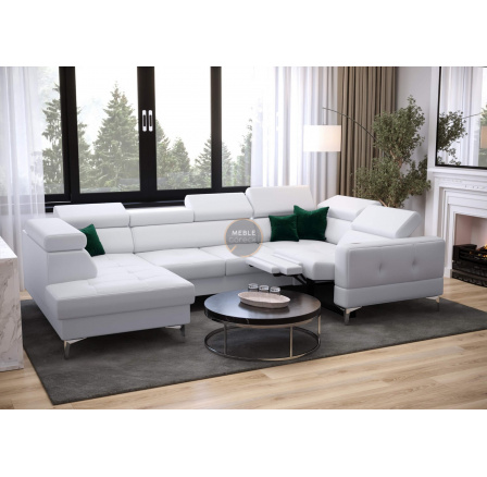 Rohová sedacia súprava TOSCANIA MAX I, relax s funkciou spania 170x350x185 cm prírodná koža - biela koža, pravá Rohová sedacia súprava TOSCANIA MAX I, relax s funkciou spania 170x350x185 cm prírodná koža - biela koža, pravá