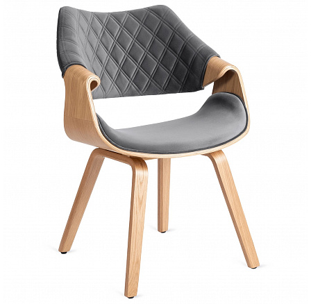 Stolička LUISE Zamatová Sivá Ohýbaná Preglejka