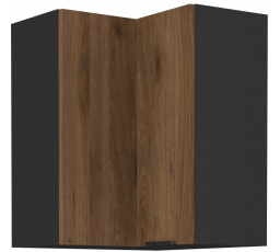 Horná rohová skrinka MONZA - 60x60 GN-72 2F (90°), Čierna mat/Orech