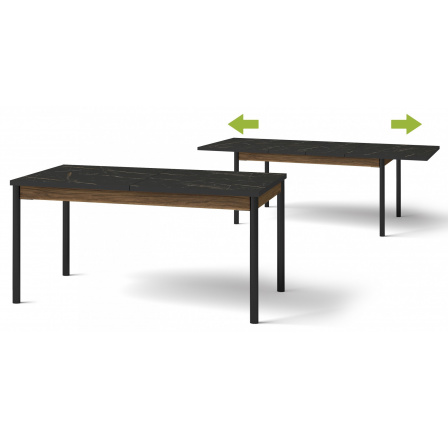 Jedálenský stôl PRESTIGO - P14, Warmia Walnut/San Sebastian/čierny mat