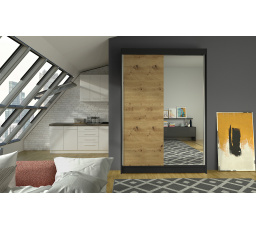 Šatní skriňa LINORA I 120, Čierna/Dub artisan