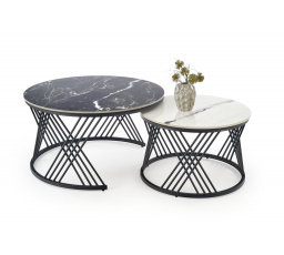Konferenčný stolík FLAMINGO, efekt čierneho mramoru / efekt bieleho mramoru / čierna