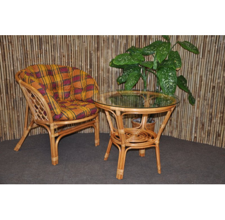 Ratanová sedacia súprava Bahama 1+1 med, okrový vankúš MAXI