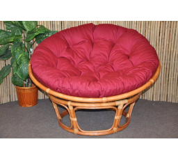 Ratanový papasan 100 cm Cognac poťah vínový
