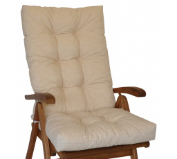 Vankúš pre vysoké záhradné kreslo z teakového dreva - látka svetlo béžová