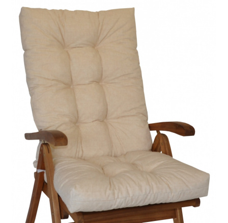 Vankúš pre vysoké záhradné kreslo z teakového dreva - látka svetlo béžová