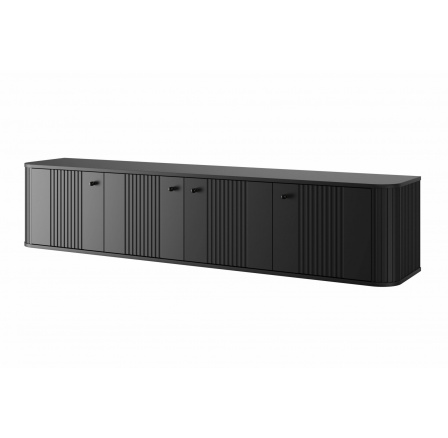 Závesná TV komoda VESPER 4D, Čierna/Čierne úchyty Závesná TV komoda VESPER 4D, Čierna/Čierne úchyty