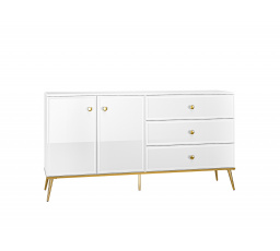 Komoda GOLDIN 04, Alpská biela/Biely Lesk