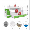 Detská poschodová posteľ MAX 3 Zelená, 3 miestna 120 X 200