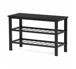 Botník 2 police, bez poťahu, kov - čierny matný lak