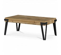 Konferenčný stolík, 112x62x43 cm, vrchná doska MDF, dekor divoký dub, kov - matná čierna