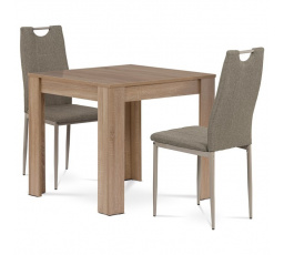 Jedálenský set 1+2, stôl 80x80 cm, MDF dub sonoma, stoličky cappuccino látka a lak