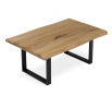 Konferenčný stôl 110x70 cm, dubový masív, prírodná hrana, kovová noha "U" 6x2 cm