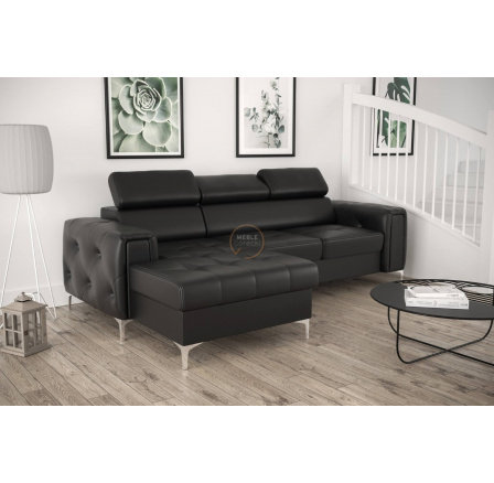 Rohová sedacia súprava ORION MINI s funkciou spania 255x165 cm prírodná koža - čierna koža, ľavá Rohová sedacia súprava ORION MINI s funkciou spania 255x165 cm prírodná koža - čierna koža, ľavá