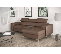 Rohová sedacia súprava ORION MINI s funkciou spania 255x165 cm prírodná koža - Hnedá koža, pravá