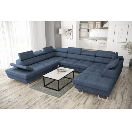 Rohová sedacia súprava GALAXY MAX I s funkciou spania 280x350x225 - modrá, ľavá