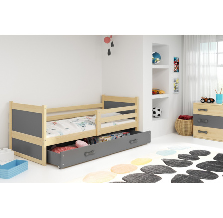 Posteľ Riky 90x200 borovica/grafit Posteľ Riky 90x200 borovica/grafit