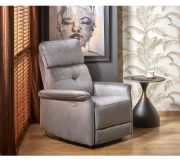 Polohovacie kreslo SEMIR s USB, Sivá