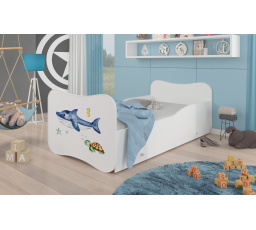 Posteľ s matracom a zásuvkou GONZALO SEA ANIMALS 160x80 White
