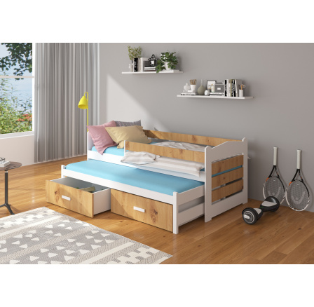 Manželská posteľ so zábradlím TIARRO 200x90 White+Artisan
