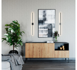 Komoda LANZZI 180, Čierny Mat/Dub Artisan