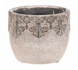 Obal na květiny - beton, ozdobné ornamenty, šedý